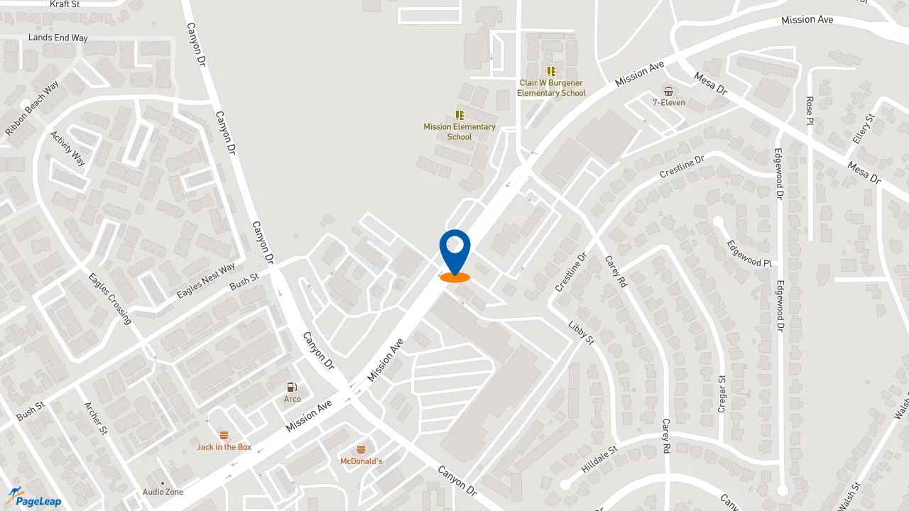 https://pageleap.com map showing location of Johnny Mañana&#039;s in Oceanside.