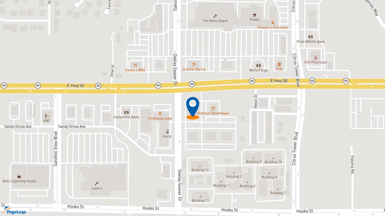 https://pageleap.com map showing location of Just Love Coffee Cafe - Clermont in Clermont.