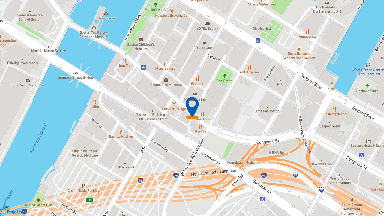 https://pageleap.com map showing location of Just Salad in Boston.