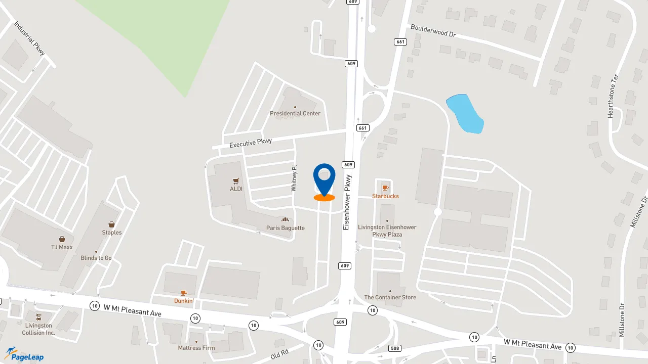 https://pageleap.com map showing location of Just Salad in Livingston.