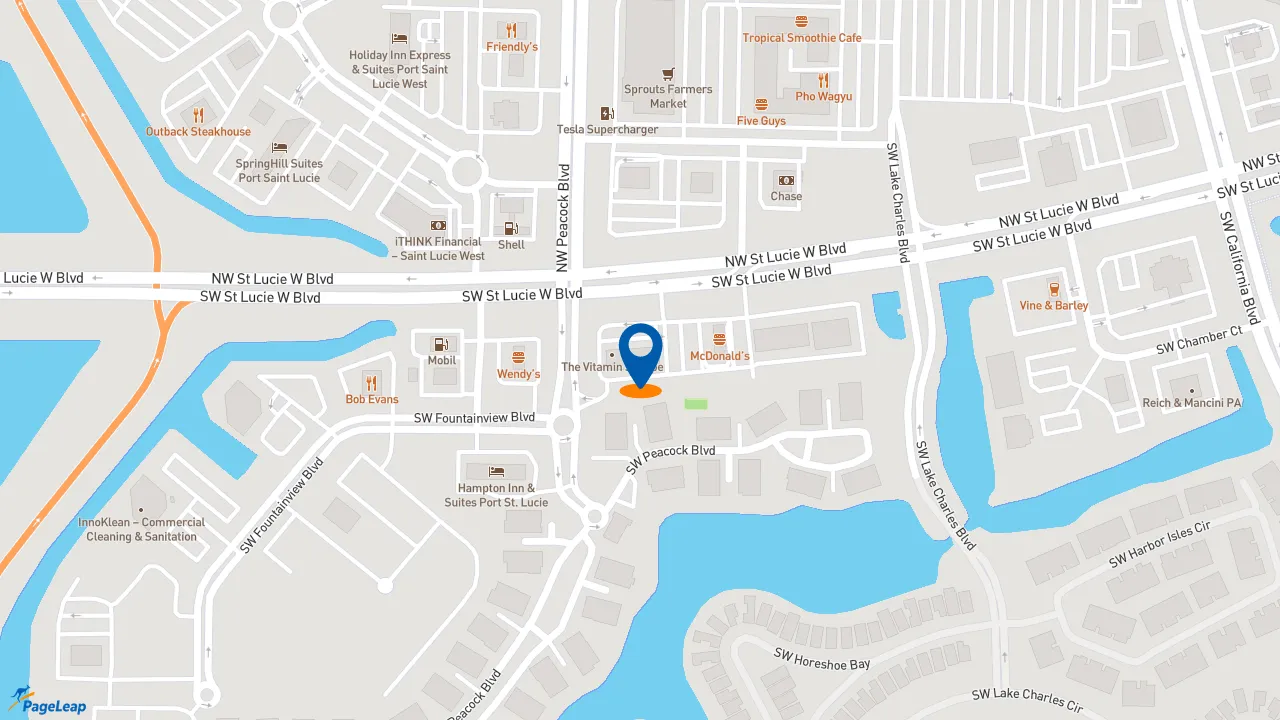 https://pageleap.com map showing location of Just Salad in Port St. Lucie.