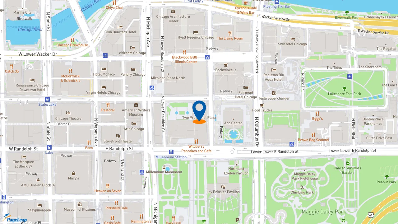 https://pageleap.com map showing location of Just Salad in Chicago.