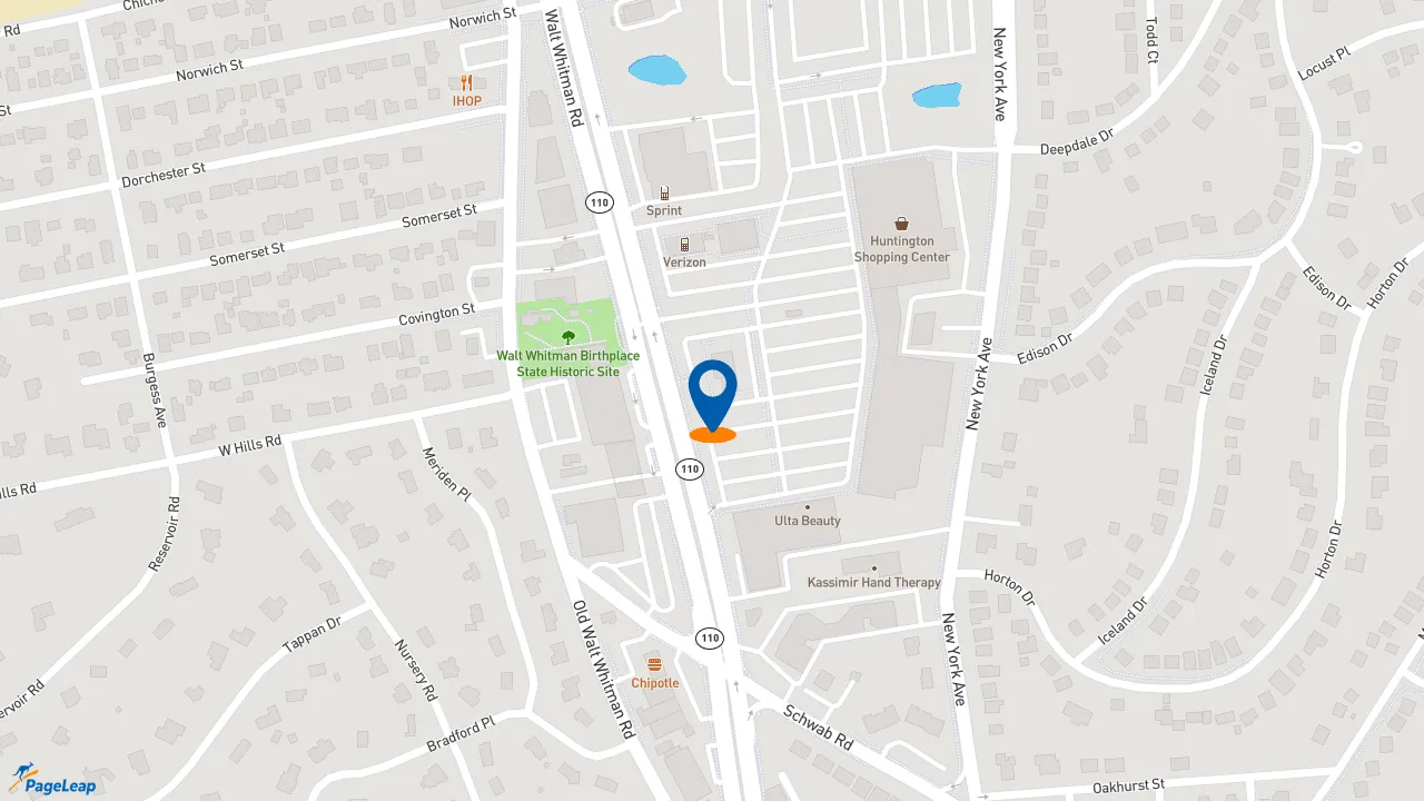 https://pageleap.com map showing location of Just Salad in Huntington Station.