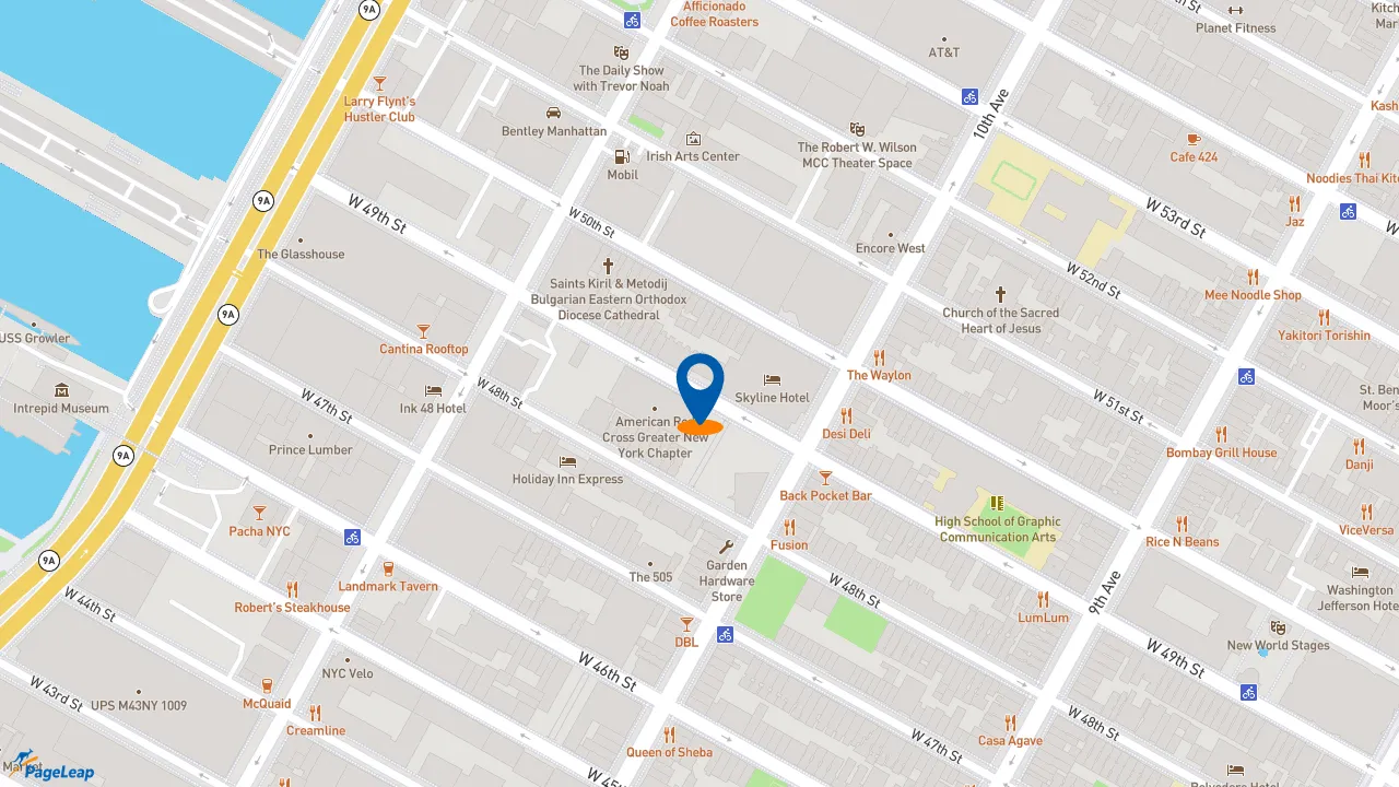 https://pageleap.com map showing location of Just Salad in New York.