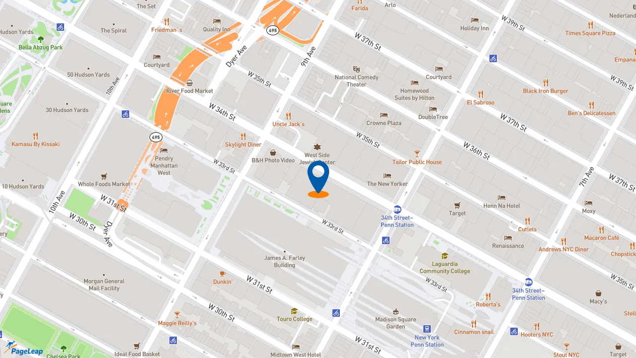 https://pageleap.com map showing location of Just Salad in New York.