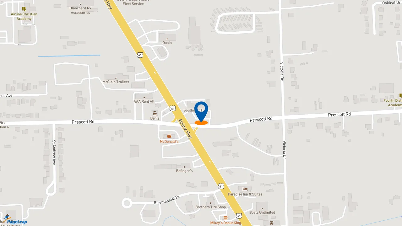 https://pageleap.com map showing location of KFC in Baton Rouge.