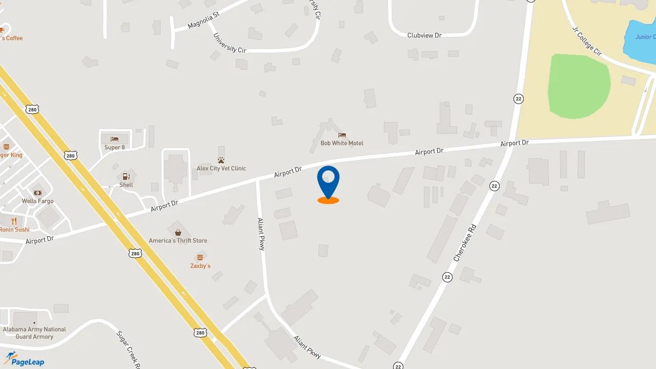 https://pageleap.com map showing location of KFC in Alexander City.