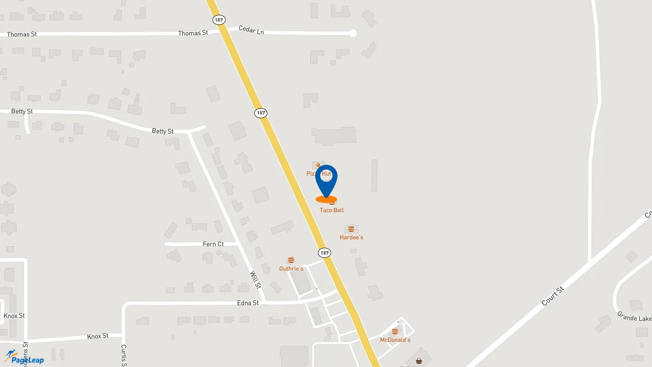 https://pageleap.com map showing location of KFC in Moulton.