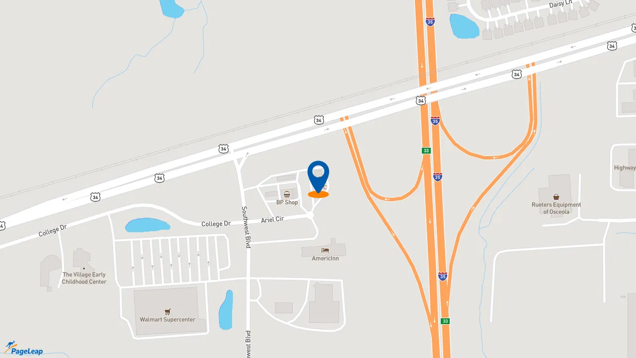 https://pageleap.com map showing location of KFC in Osceola.