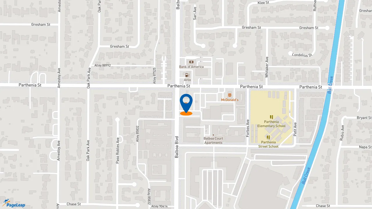 https://pageleap.com map showing location of KFC in Los Angeles.