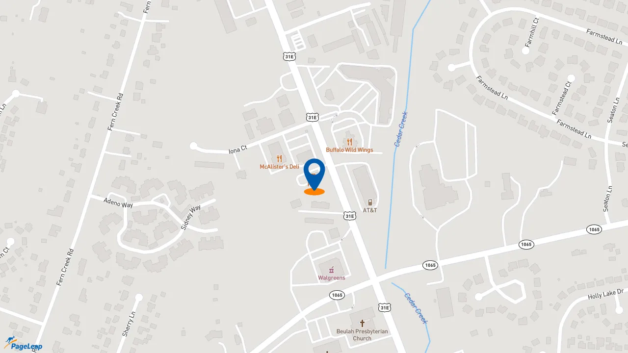 https://pageleap.com map showing location of KFC in Louisville.