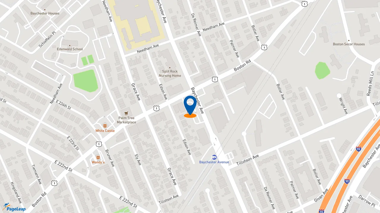 https://pageleap.com map showing location of KFC in Bronx.