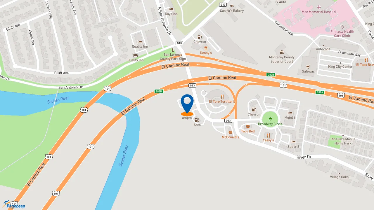 https://pageleap.com map showing location of KFC in King City.
