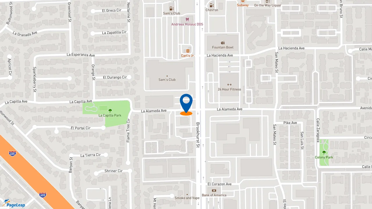https://pageleap.com map showing location of KFC in Fountain Valley.