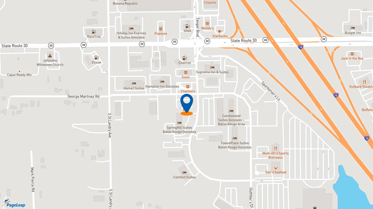 https://pageleap.com map showing location of KFC in Gonzales.