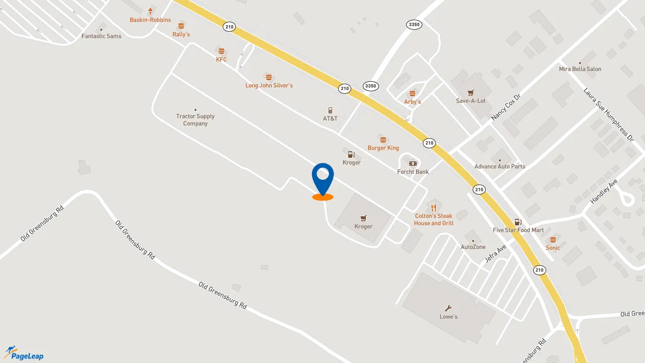 https://pageleap.com map showing location of KFC in Campbellsville.