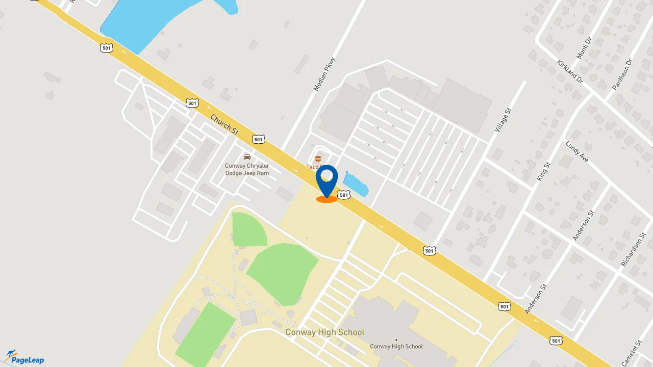 https://pageleap.com map showing location of KFC in Conway.