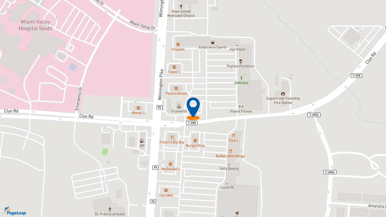 https://pageleap.com map showing location of KFC in Dayton.
