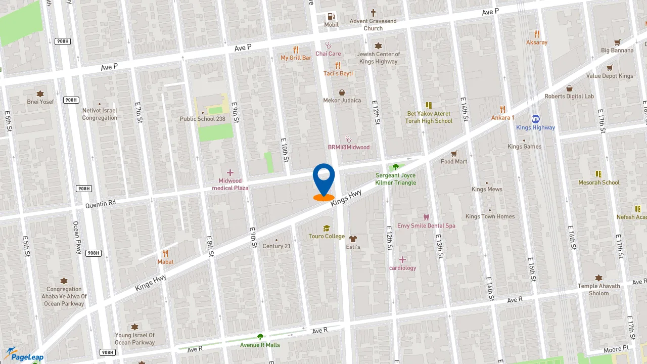 https://pageleap.com map showing location of KFC in Brooklyn.