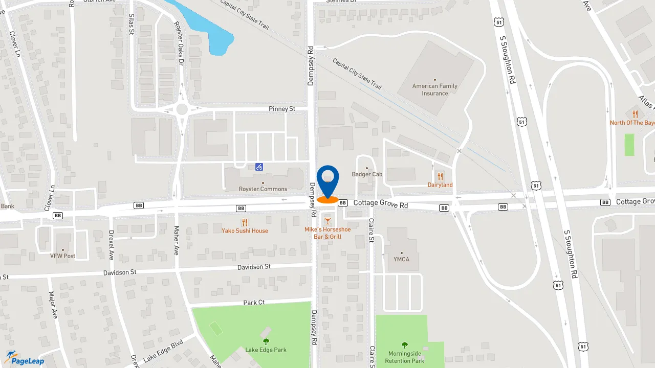 https://pageleap.com map showing location of KFC in Madison.