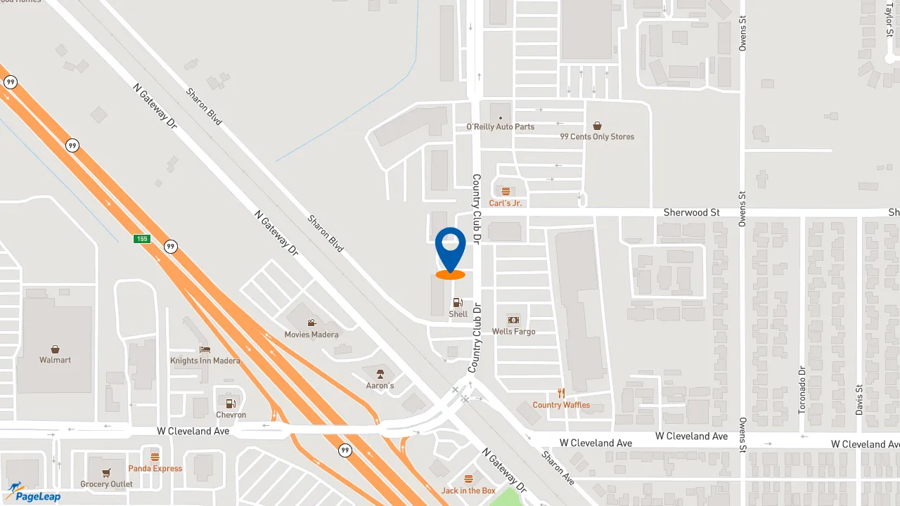 https://pageleap.com map showing location of KFC in Madera.