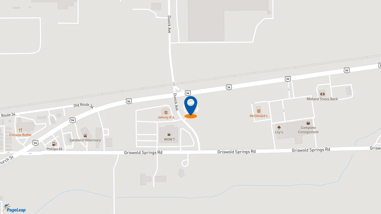 https://pageleap.com map showing location of KFC in Sandwich.