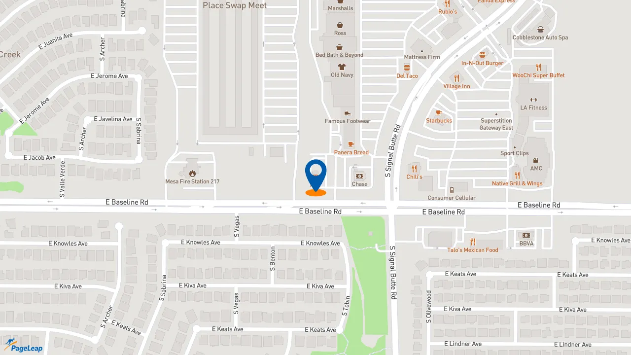 https://pageleap.com map showing location of KFC in Mesa.