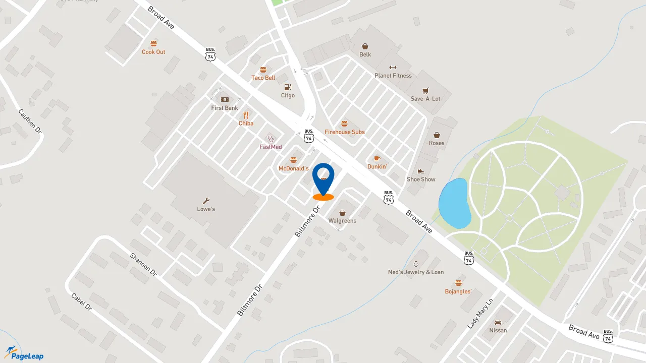 https://pageleap.com map showing location of KFC in Rockingham.