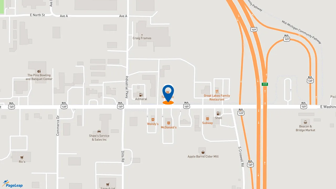https://pageleap.com map showing location of KFC in Ithaca.