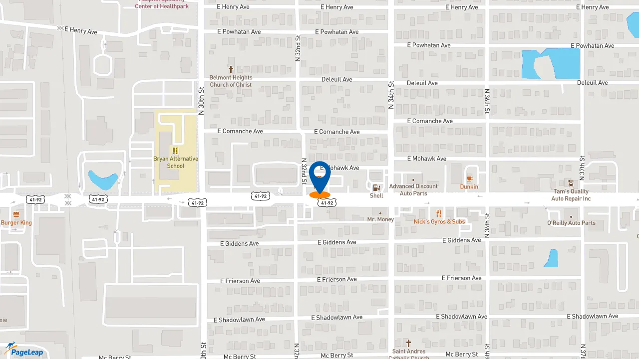 https://pageleap.com map showing location of KFC in Tampa.