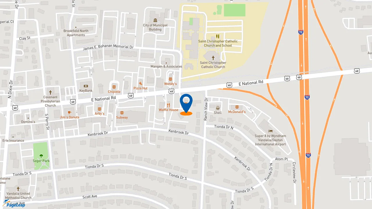 https://pageleap.com map showing location of KFC in Vandalia.