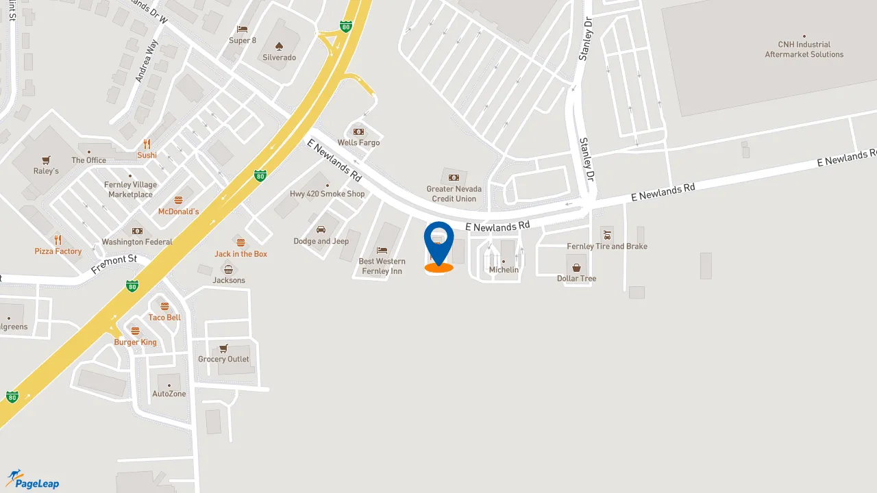 https://pageleap.com map showing location of KFC in Fernley.