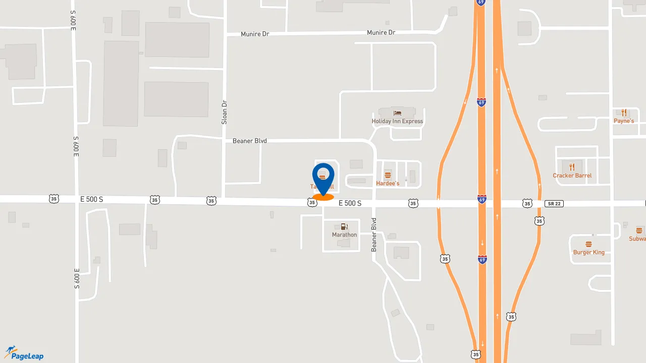 https://pageleap.com map showing location of KFC in Gas City.