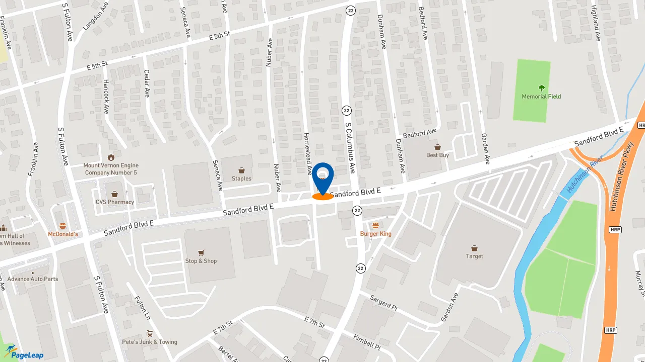 https://pageleap.com map showing location of KFC in Mount Vernon.