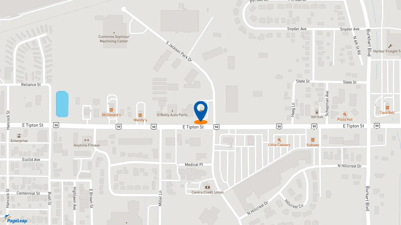 https://pageleap.com map showing location of KFC in Seymour.
