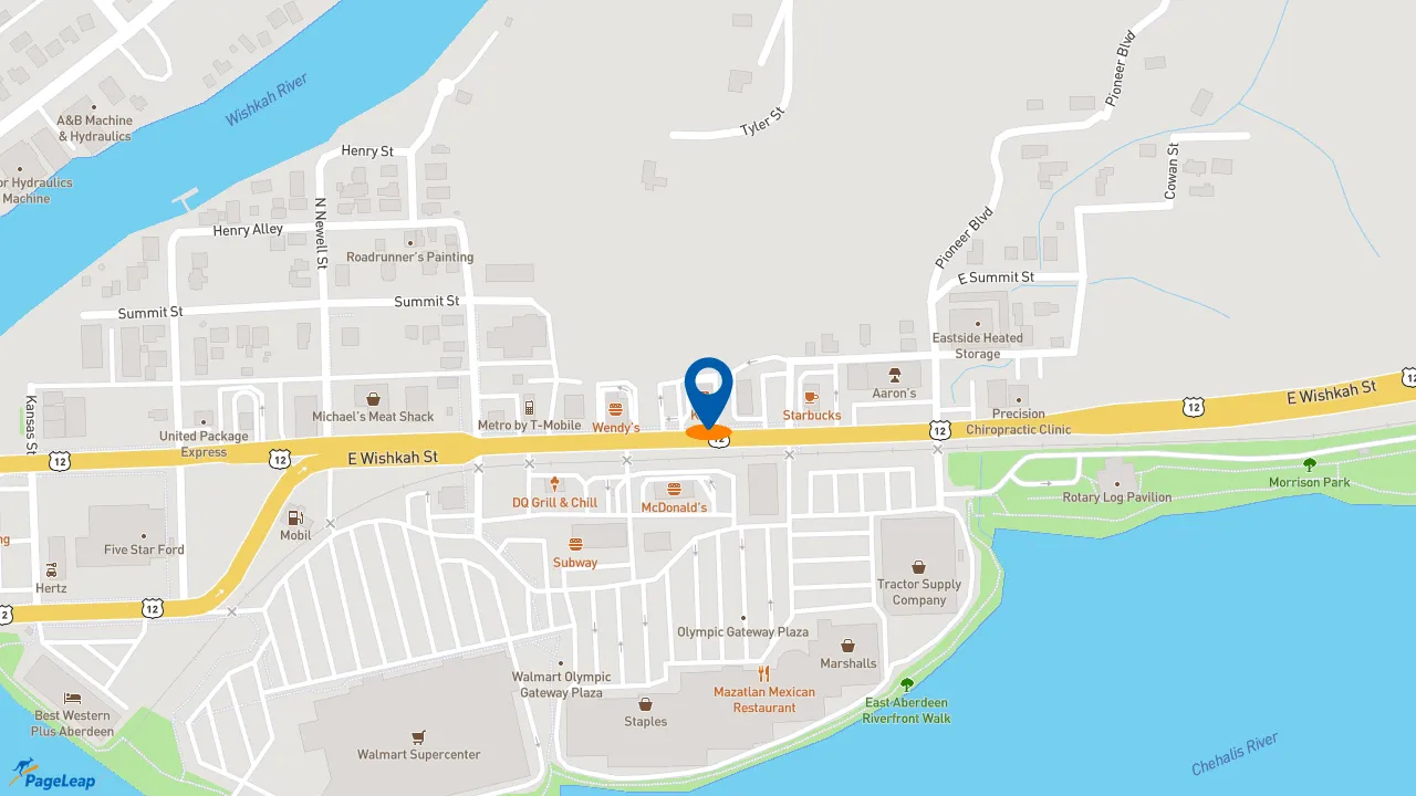 https://pageleap.com map showing location of KFC in Aberdeen.
