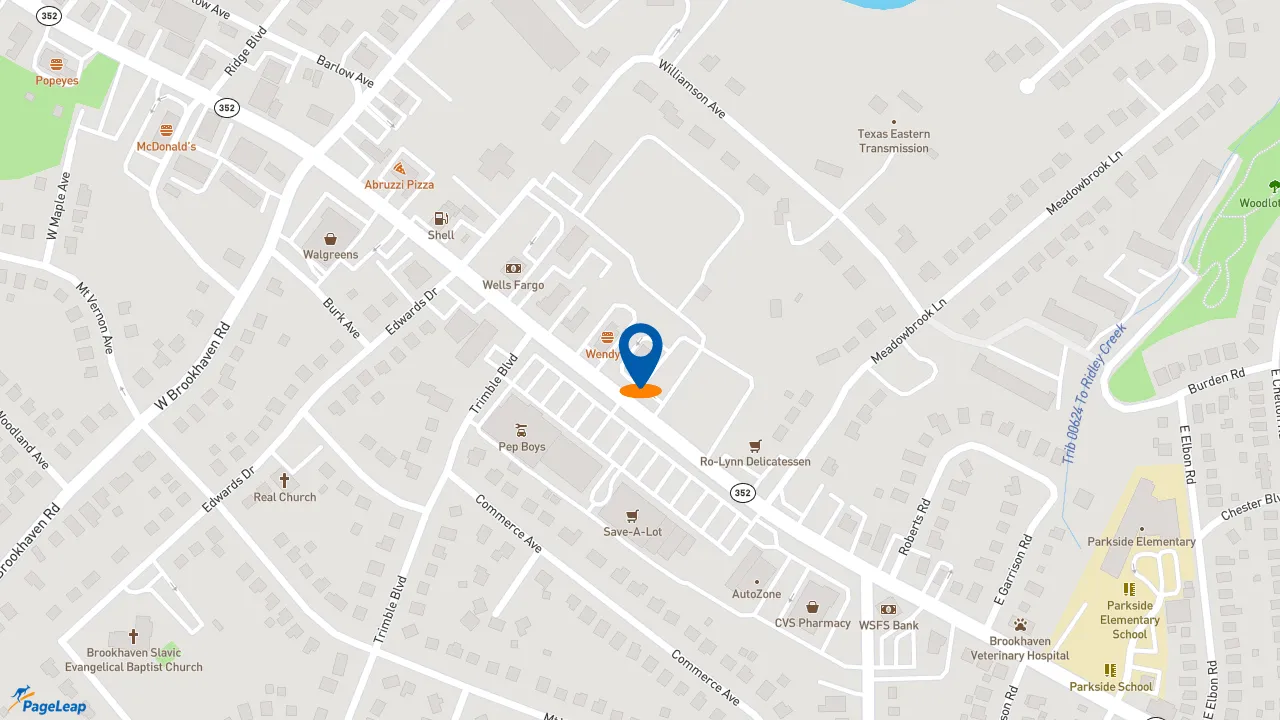 https://pageleap.com map showing location of KFC in Brookhaven.