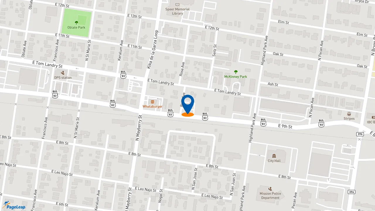 https://pageleap.com map showing location of KFC in Mission.