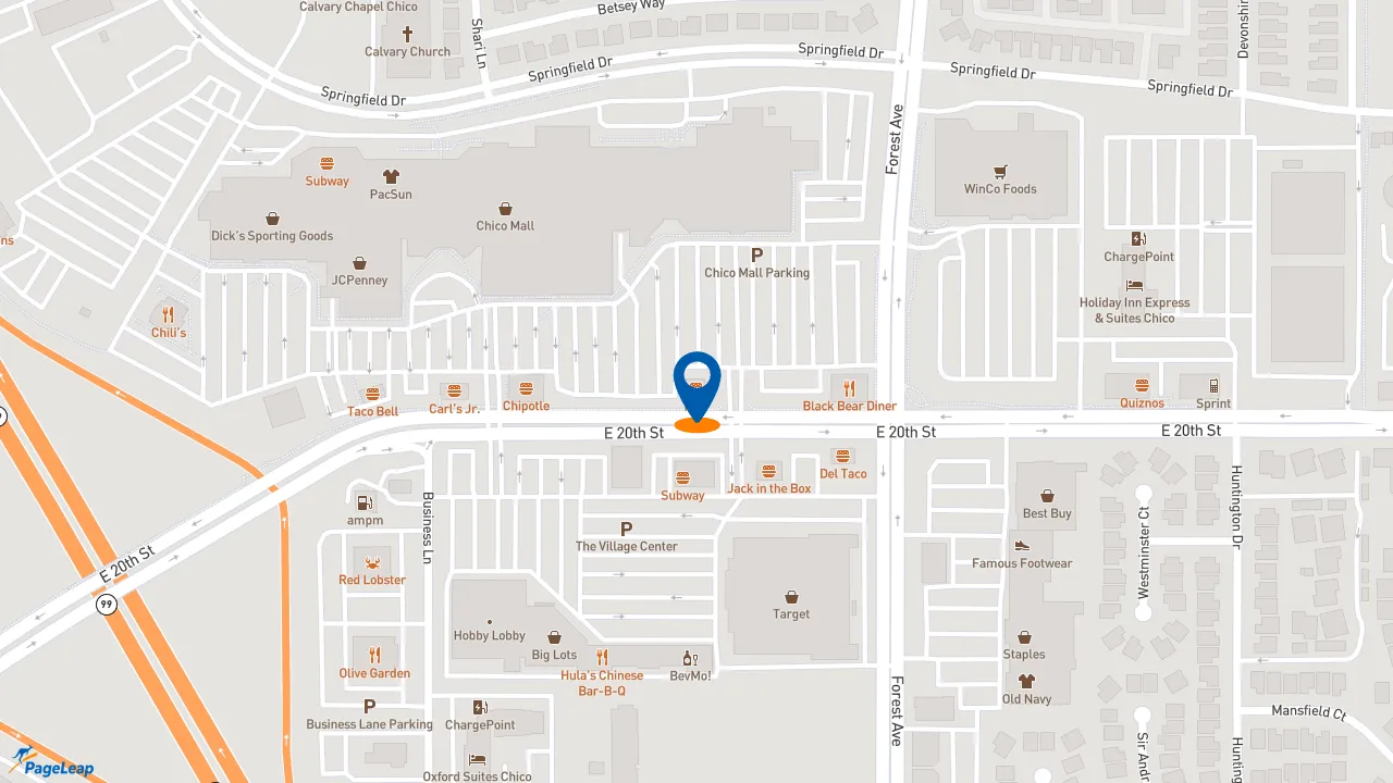 https://pageleap.com map showing location of KFC in Chico.
