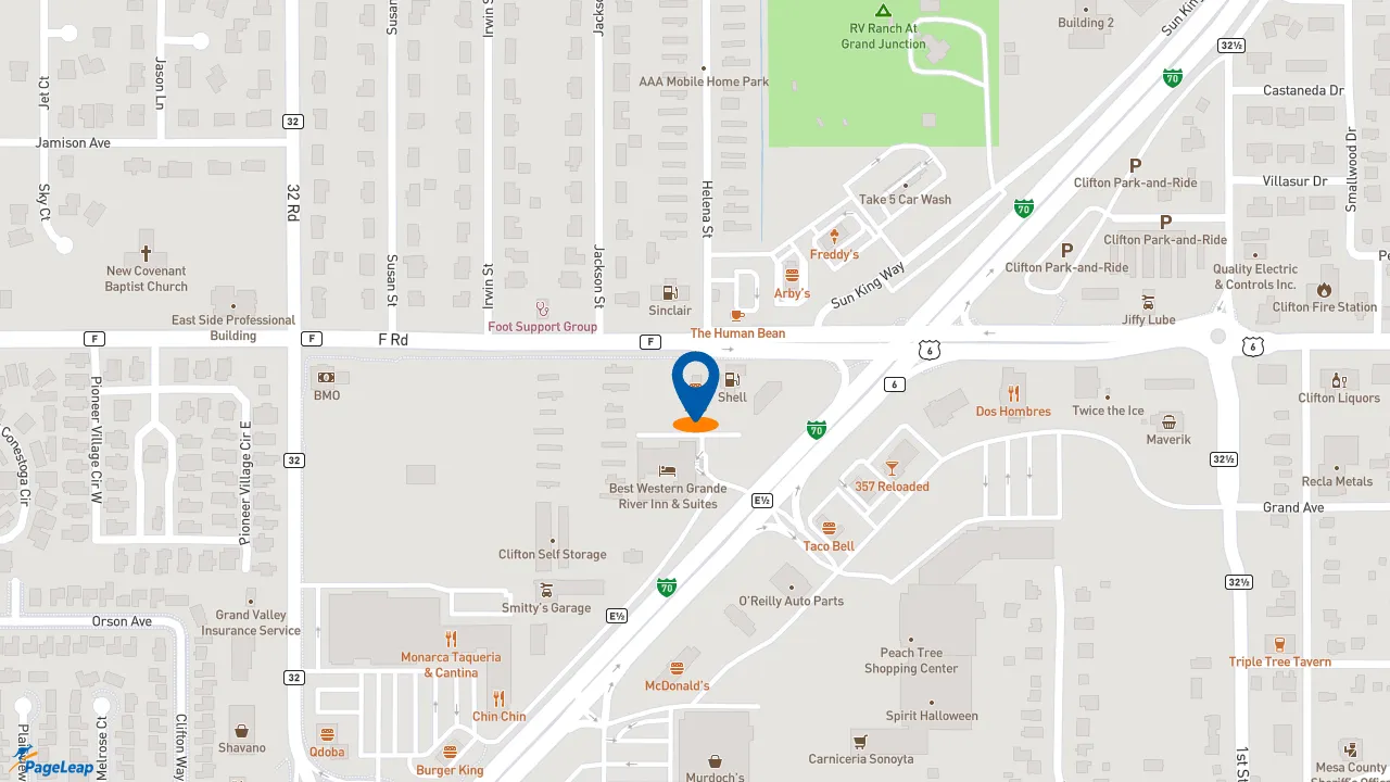 https://pageleap.com map showing location of KFC in Clifton.