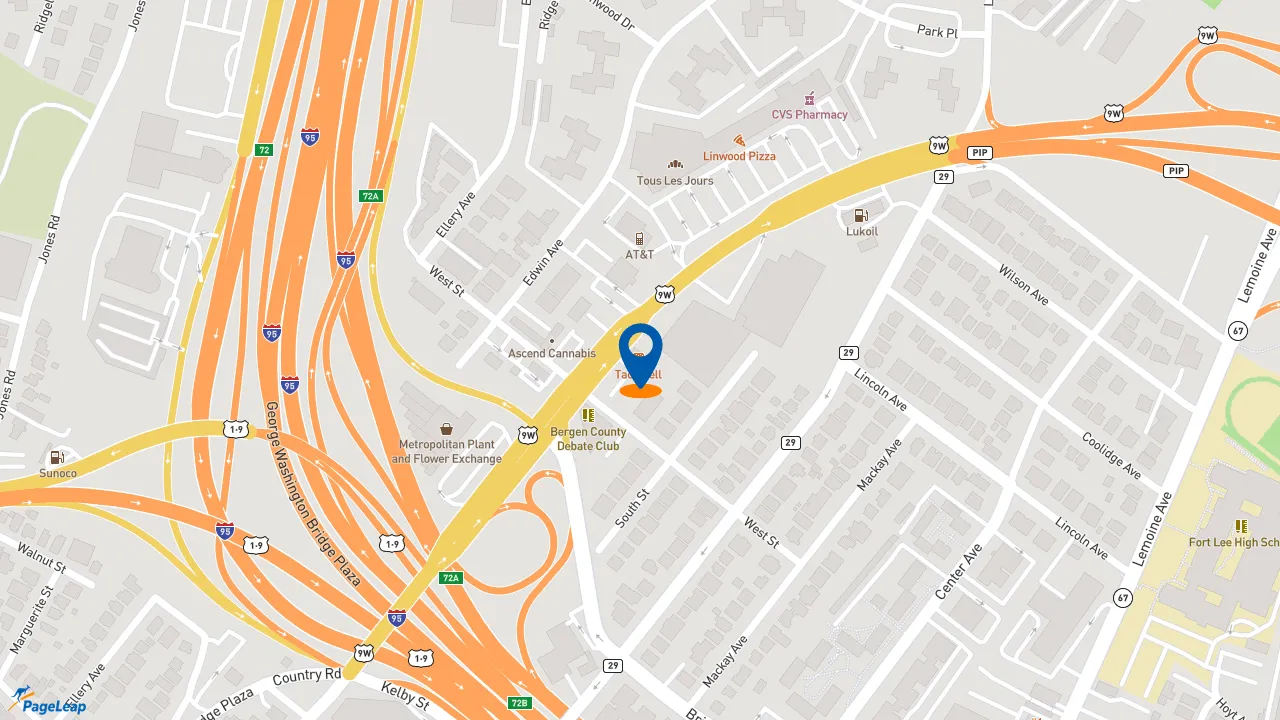 https://pageleap.com map showing location of KFC in Fort Lee.