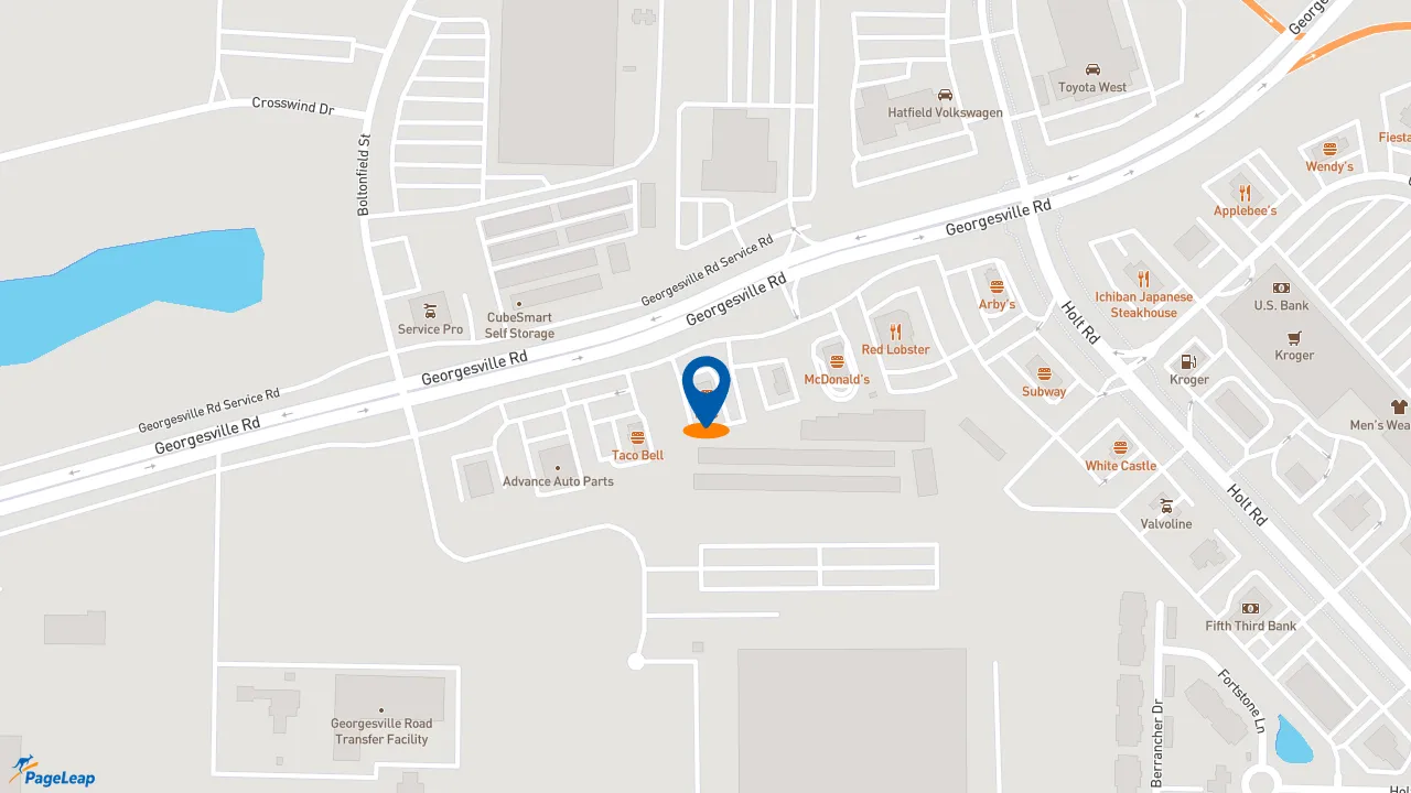 https://pageleap.com map showing location of KFC in Columbus.