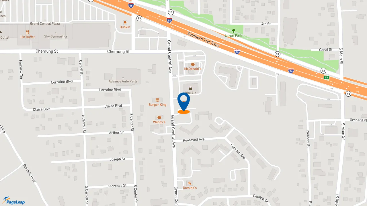https://pageleap.com map showing location of KFC in Horseheads.