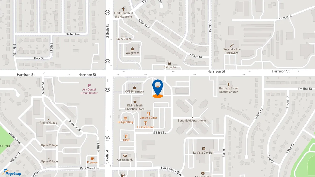 https://pageleap.com map showing location of KFC in La Vista.