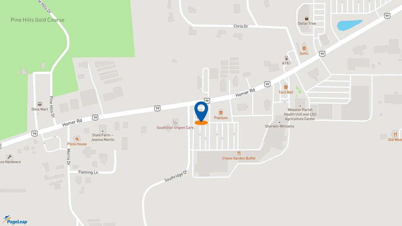 https://pageleap.com map showing location of KFC in Minden.