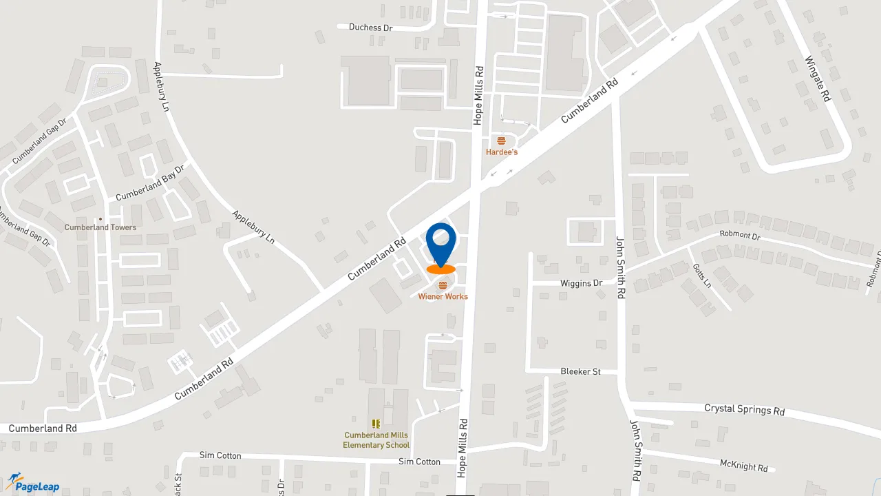 https://pageleap.com map showing location of KFC in Fayetteville.