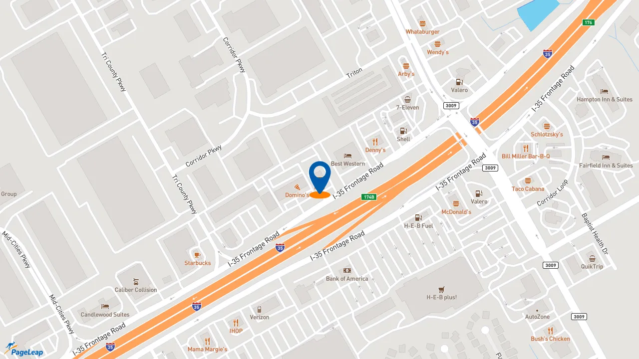 https://pageleap.com map showing location of KFC in Schertz.
