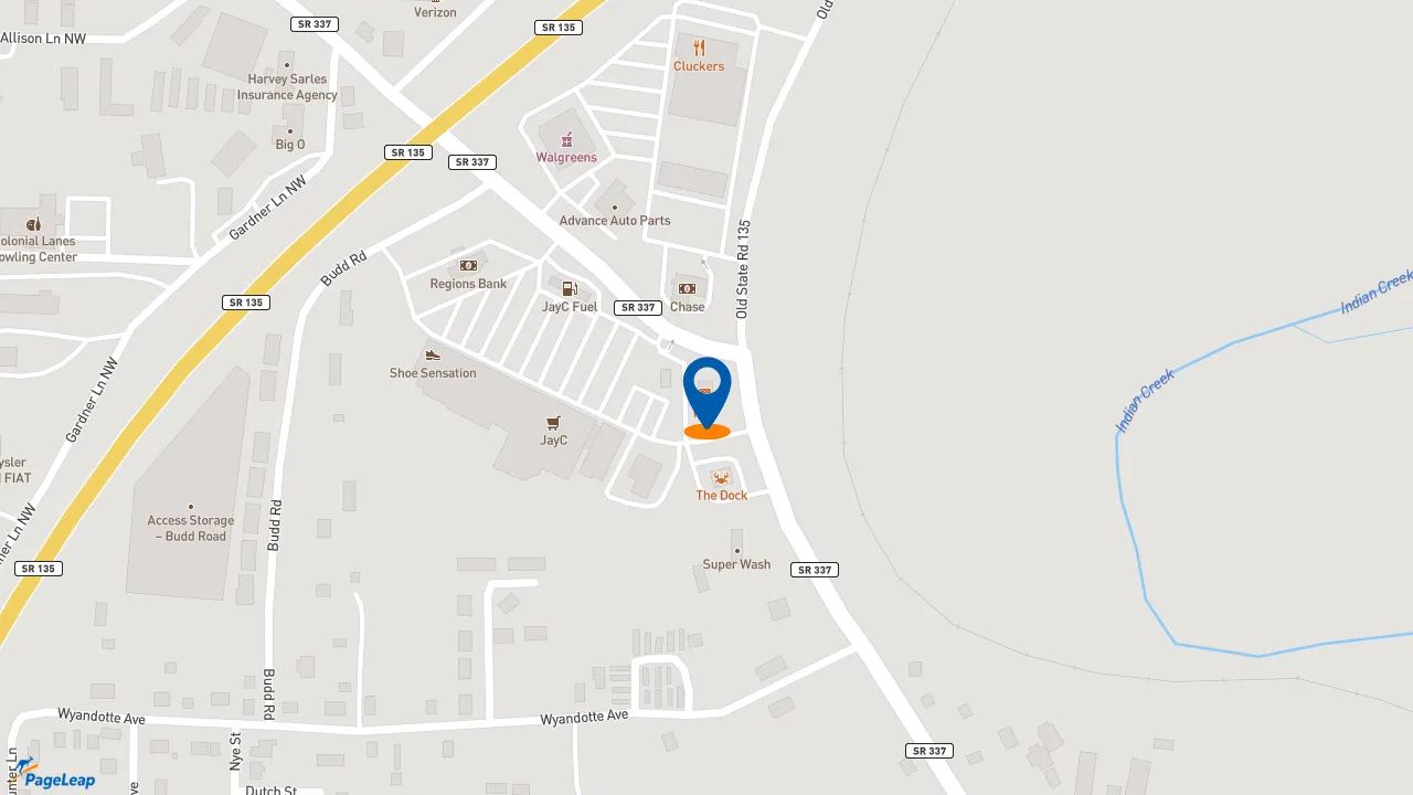 https://pageleap.com map showing location of KFC in Corydon.