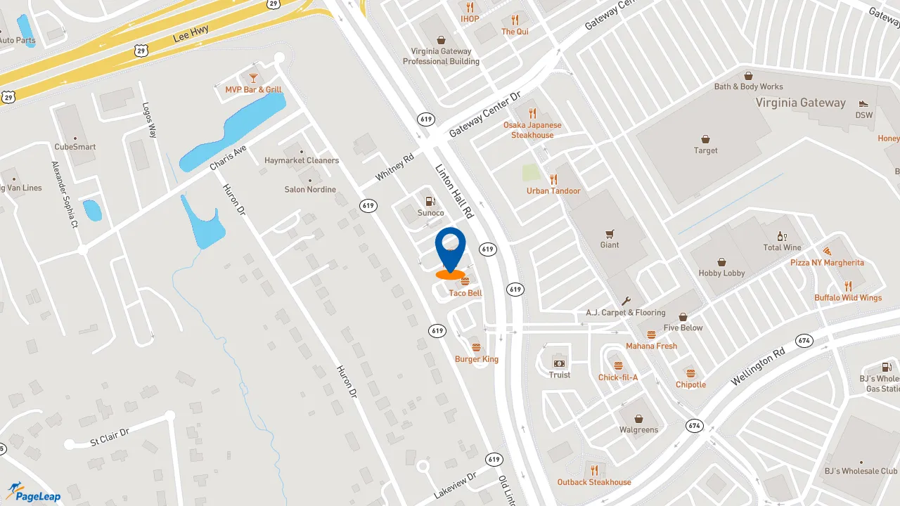 https://pageleap.com map showing location of KFC in Gainesville.