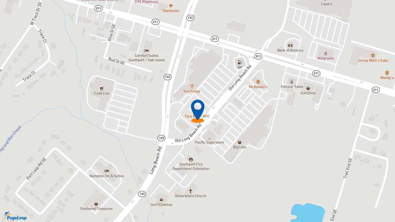 https://pageleap.com map showing location of KFC in Southport.